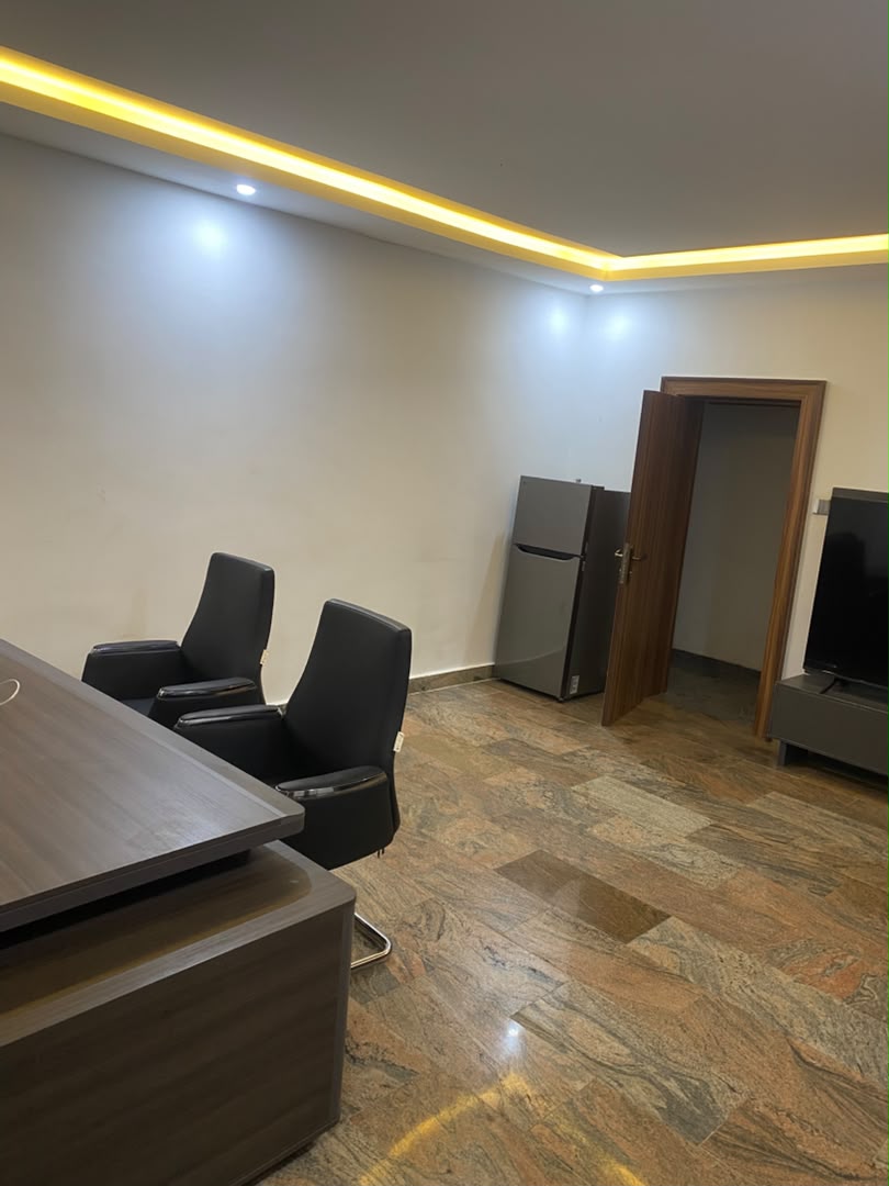 Modern office interior with warm décor